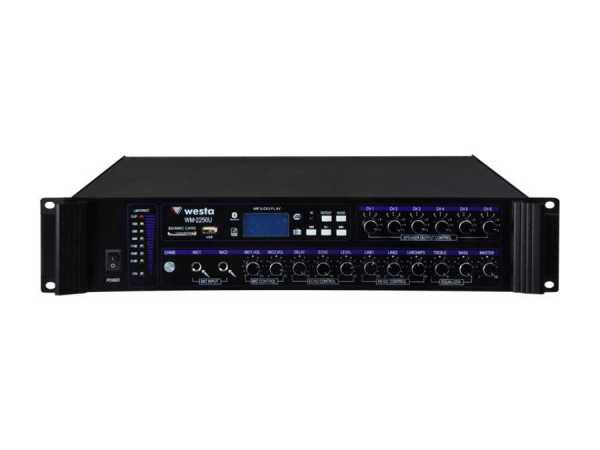 250 Watt LCD Ekran 6 Bölge USB/MP3/Bluetooth Hat Trafolu Mikser Amplifier
